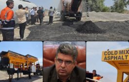 رونمایی از اولین دستگاه آسفالت سرد راهداری در کرمان